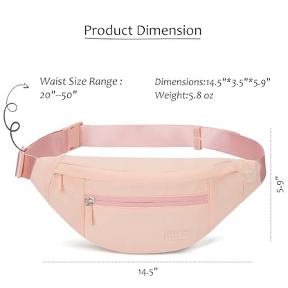 MAXTOP Large Crossbody Fanny Pack with 4-Zipper Pockets,Gifts for Enjoy Sports Festival Workout Traveling Running Casual Hands-Free Wallets Waist Pack Phone Bag Carrying All Phones - color: Mono Pink, style: Large Fanny Pack(4 Zipper Pockets)