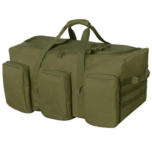 Large Military Travel Duffle Bag Tactical Camping Storage Utility Tote Bag Camping Kitchen Organizer with Deployment Cargo Bag Travel Sports Equipment (Army Green, Large 25.59"x13.78"x13.78") - color: Army Green, size: Large(25.59"x13.78"x13.78")