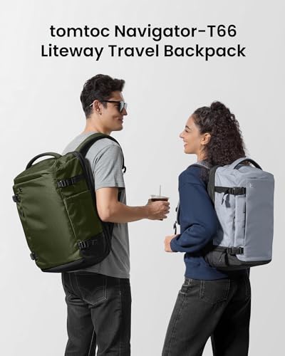 tomtoc Travel Backpack 28L, TSA Friendly Flight Approved Carry-on Luggage, Personal Item Travel Bag, Water-resistant Lightweight Business Rucksack, Durable Bag Fits 16 Inch Laptop - color: Green-ripstop, size: 28L