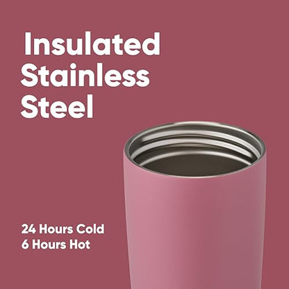 Owala SmoothSip Slider Insulated Stainless Steel Coffee Tumbler, Reusable Iced Coffee Cup, Hot Coffee Travel Mug, BPA Free 20 oz, Purple/Pink (Crochet Queen) - color: Crochet Queen, size: 20 Ounces