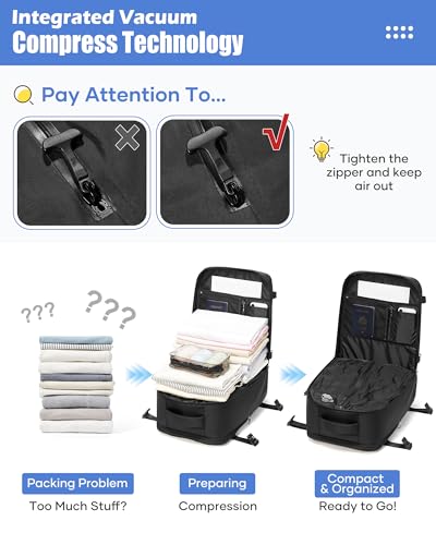 Vacuum Backpack Travel with Pump,Vacuum Sealed Backpack,Travel Backpack with Vacuum System,40x30x20 Airbag Travel,Laptop Vacpack Backpacks Bag Airline Flight Approved,Black - color: A13-black-with Pump