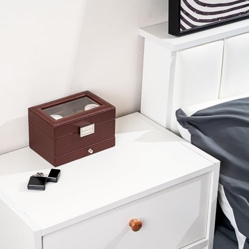 ProCase Watch Box, 3 Slot Watches Display Case with Drawer, Mens Watch Case with Glass Lid, 2-Layer Mens Jewelry Organizer Storage Holder, Birthday Valentine Gifts for Men-3 Slot, Espresso - color: Espresso, size: 3-Slot