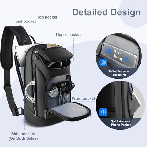 hk Sling Bag for Man, Waterproof Utility Crossbody Bag with Anti-theft Pocket for Men - color: Black