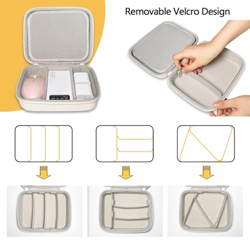 Hard Cord Electronic Organizer Travel Case, Cable Tech Pouch Bag, Cord Hard Case for Portable Charger, Power Bank, Mouse and Cords, Tech Organizer Travel,White
