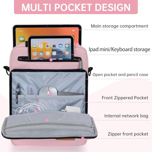 12.9 Inch Tablet Sleeve Bag, Padded Carrying Case for 13" iPad Air M4 M3 M2 2026-2024, iPad Pro M5 M4 M2 M1, Samsung Galaxy Tab S9 FE+/S9+/S8+/S7 FE/S7+ 12.4" 2022/2023, Surface Laptop Go 12.4" - color: Pink, size: 12.9 Inch