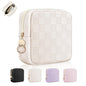 4.9" Small Makeup Bag, Checkered Mini Cosmetics Bag for Purse with Ring Buckle, Portable Small Travel Makeup Pouch for Women (Checkered, Beige) - color: Checkered Beige-4.9 inch