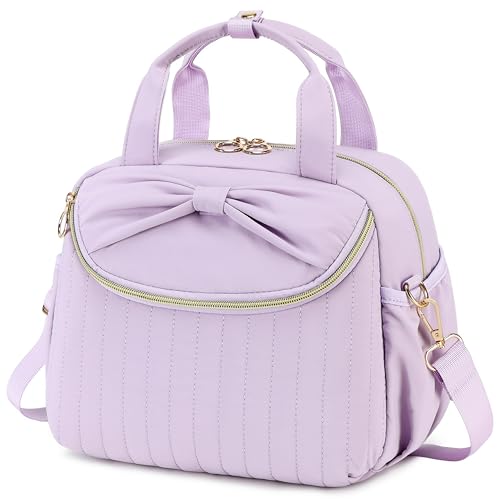Bluboon Lunch Bag for Women, Insulated Lunch Tote with Shoulder Strap, Cute Large Lunch Box for Work, Teacher Nurse Lunch Cooler Bag for Office, Picnic, Travel (Purple) - color: Purple