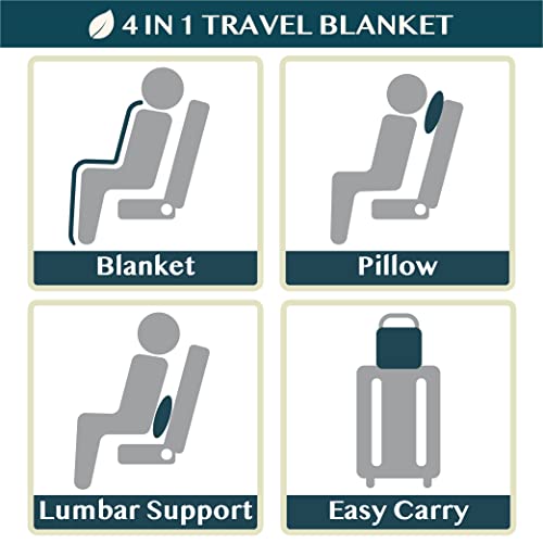 PAVILIA Travel Blanket Pillow, Soft Airplane Blanket 2-IN-1 Combo Set, Plane Blanket Compact Packable, Flight Essentials Car Pillow, Travelers Gifts Accessories Luggage Backpack Strap, 60x43 Navy Blue - color: Navy