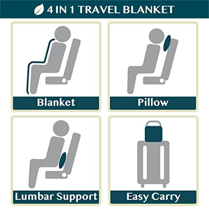 PAVILIA Travel Blanket Pillow, Soft Airplane Blanket 2-IN-1 Combo Set, Plane Blanket Compact Packable, Flight Essentials Car Pillow, Travelers Gifts Accessories Luggage Backpack Strap, 60x43 Navy Blue - color: Navy
