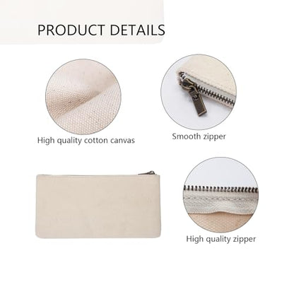 Canvas Pencil Pen Case Stationery Case Pouch Bag (Beige, S) - color: Beige