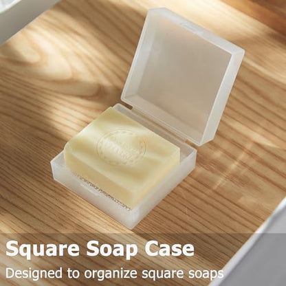 Ozner Travel Soap Case, Bar Soap Holder Fit Dr Squatch Soap, Shampoo Bar Holder for Traveling, Gym, Square Travel Soap Container with Draining Pad (Transparent White) - color: Transparent White