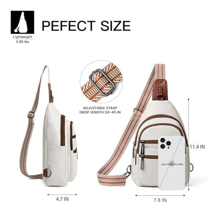 Leresas Sling Bag for Women Crossbody Bags Fanny Pack Sling Purse Backpack Vegan Leather Shoulder Bag Gifts Travel Handbag Anti Theft Beige - color: Beige
