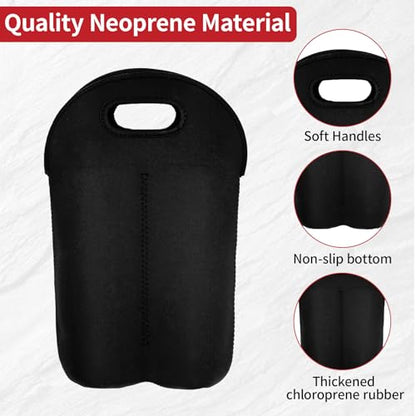 Bottle Caddy Bag Whiskey,2 Pack | Insulated Neoprene,Protective Bottle Carrier Tote with Soft Handle for Outdoor, Picnic & Gift, Fit 4Bottles
