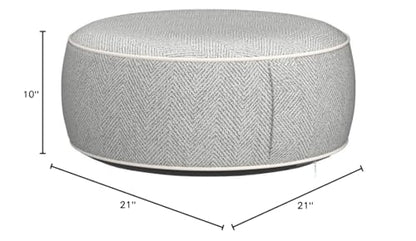 Inflatable Pouf Ottoman, 21x10 Inches Stuffed Chenille Ottoman with Inflatable PVC Liner, Foot Rest with Portable Handle, Round Floor Pillow for Living Room, Bedroom, Kids Room - color: Grey