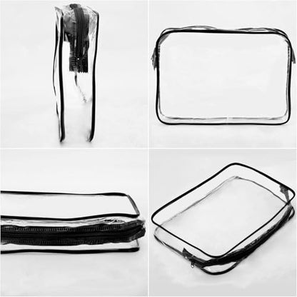 Tbestmax 10 Pack Clear Cosmetic Bags Makeup Bags Portable Waterproof TSA Approved Travel Toiletry Bags Large Organizer Black, 9.8" x 7.1" x 2.4" - color: Large - Black