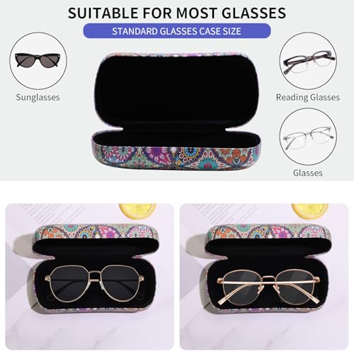 PERFECTSIGHT Sunglasses Case, Large Hard Shell Glasses Case, Cute PU Leather Protective Eyeglasses Case for Women Men - color: Multicolor Totem