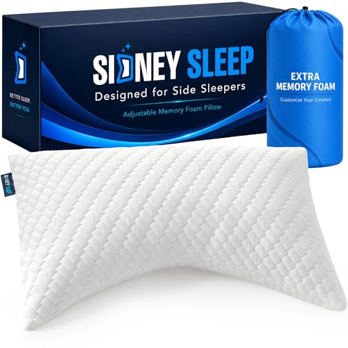 Sidney Sleep Adjustable Curved Pillows for Neck and Shoulder Support with Extra Shredded Fill - Cervical Contour Pillow for Side and Back Sleepers - Queen Size 19" x 29" CertiPUR-US Certified (White) - color: White, size: Queen (Pack of 1)