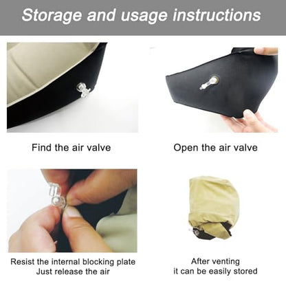 Inflatable Foot Rest, Carseat Inflatable Foot Rest Pillow, Airplanes Inflatable Foot Rest Cars, Travel Footrest Pillow for Home Office,Trains (Gray Splicing Navy Blue 2 Count), 14.5" L×11.8" W×7.9”H
