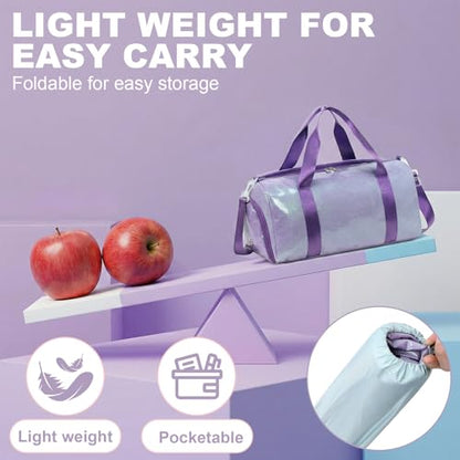 Gym Bag Sports Duffle Bag with Wet Pocket Weekender Overnight Bags with Waterproof Shoe Pouch and Air Hole for Girls Kids Women Workout Travel Bags (Purple) - color: Purple