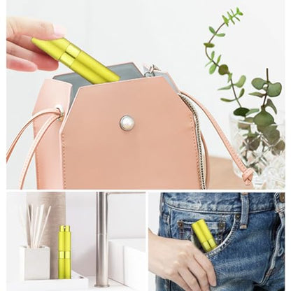 LISAPACK 8ML Atomizer Perfume Spray Bottle for Travel, Empty Refillable Cologne Dispenser, Portable Sprayer (Yellow) - color: Yellow