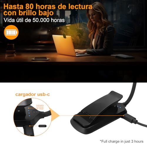 karidi Rechargeable 24 LED Book Light for Reading, 360° Flexible Gooseneck, 5 Color Tones, Clip-on for Books/Tablet/Bed, USB-C, 80H Glare-Free Eye Care (Black) - color: Black