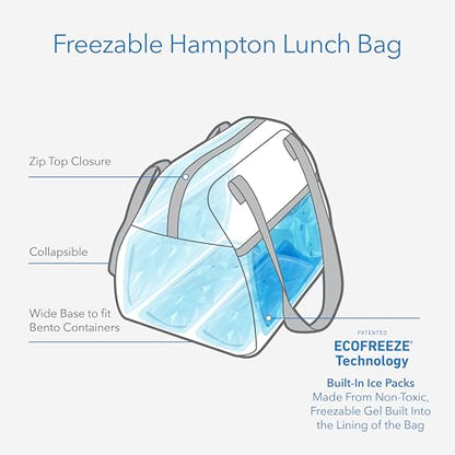 PackIt(R) Freezable Hampton Lunch Bag, Sky Blue, Built with EcoFreeze(R) Technology, Collapsible, Reusable, Zip Closure with Front Pocket and Shoulder Straps, Designed for Fresh Office Lunches - color: Sky Blue