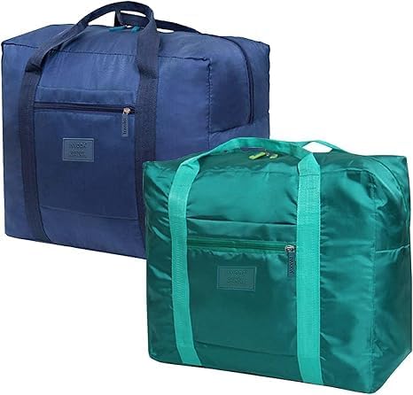 INVODA Travel Bag Lightweight Foldable Travel Duffel Bag Waterproof Sports Gym Bag Tote Carry On Luggage Bag Weekender Overnight Bag (Green+Blue) - color: Green+Blue