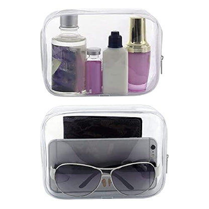 BEFORYOU 6 Pack Clear Toiletry Carry Pouch with Zipper Portable Plastic Waterproof Cosmetic Bag TSA Approved for Vacation Travel Bathroom and Organizing (White, Small) - size: Small bags only