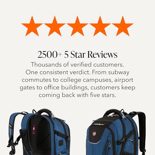 SwissGear Travel Tech Elite Laptop Backpack – Fits Laptops up to 16” – ScanSmart TSA-Friendly Backpack with USB Port, Shoe Compartment & Organizer Pockets – Blue/Black - color: Black/Blue, style: Travel Tech Elite