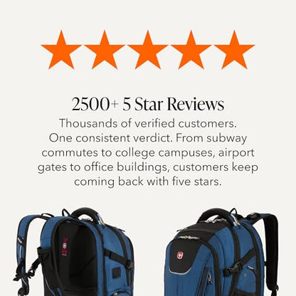 SwissGear Travel Tech Elite Laptop Backpack – Fits Laptops up to 16” – ScanSmart TSA-Friendly Backpack with USB Port, Shoe Compartment & Organizer Pockets – Blue/Black - color: Black/Blue, style: Travel Tech Elite