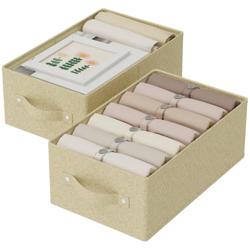 Collapsible Organizer Boxes, Fabric Storage Bins, Cube Baskets for Organizing Home, Office and Closet, Yellow, 2 Pack, 16.1x9.8x6.4in - color: Yellow, size: 16.1x9.8x6.4 in(2 Pack)