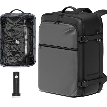 SUOCO Travel Vacuum Backpack with Portable Electric Pump, 45L Carry On Compression Seal Travel Backpack with Vacuum System, Traveling Packing Luggage Suitcase, Grey - color: Grey