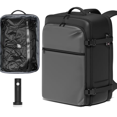 SUOCO Travel Vacuum Backpack with Portable Electric Pump, 45L Carry On Compression Seal Travel Backpack with Vacuum System, Traveling Packing Luggage Suitcase, Grey - color: Grey