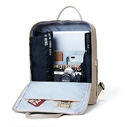 KALIDI Casual Laptop Backpack 15 Inches Classic Camping Rucksack Travel Outdoor Square Daypack College Hiking Gym Bag, Khaki - color: Khaki