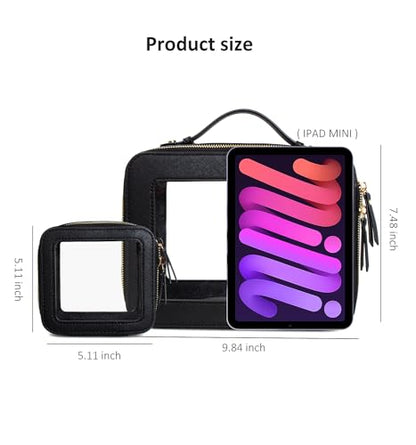 LETGO Clear Makeup Bags - TSA Approved Toiletry Bags with Zipper, Makeup Organizer for Carry-on Travel Essentials, Cosmetic Bags for Women & Men (Large Black) - color: Black, style: Large