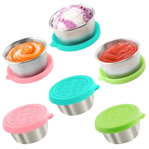 6x1.6 Oz Salad Dressing Containers With Lids, Small Leakproof Reusable Stainless Steel Salad Dressing Container To Go For Lunch Boxes,Sauce containers, Picnics,Travel Meal Prep And Kitchen Storage. - color: Candyfloss, size: 1.6oz