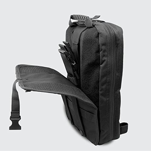 MediTac Large Hawk Type Tactical Trauma Bag Feat. Hook-and-loop Fastener Bag Backpack, MOLLE Bag Rucksack Pack - Black
