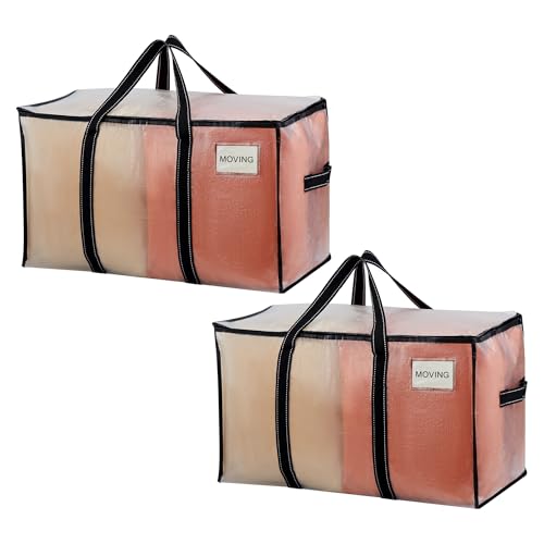 VENO 2 Pack Clear Moving Bags Heavy Duty, 90L Extra Large Transparent Storage Bags, 50lbs Loads, Zippers, Handles & Tag, Moving Boxes Alternative for College Dorm Essentials, Closet - color: Clear, size: 2 Pack