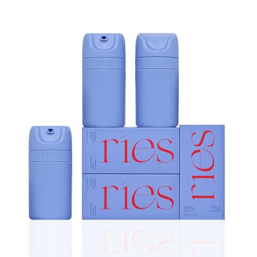 RIES Airless Pump Travel Bottles | Set of 3 Tsa Approved Leak Proof Containers | 1.7 oz BPA Free Refillable Travel Size Bottles | Runway Blue - color: Runaway Blue