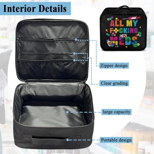 Empty First Aid Bag Black Medical Bag Empty Large Capacity for Home Office and Travel Use Lightweight Washable Soft Fabric Organizational Pouch for Emergencies - color: Black