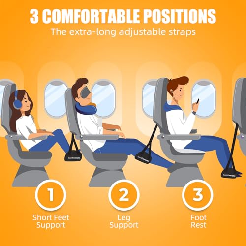 2 Pack Airplane Foot Hammock Travel Footrest - Long Flight Must Haves - Foot Rest for Air Travel,Essentials for Travel & Home (Blue)