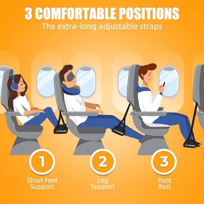 2 Pack Airplane Foot Hammock Travel Footrest - Long Flight Must Haves - Foot Rest for Air Travel,Essentials for Travel & Home (Blue)