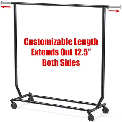 Simple Houseware Supreme Commercial Grade Clothing Garment Rack, Holds Up to 250 lbs, 50 to 75 Inches Extendable Rod, Black - color: Black, size: Commercial Grade