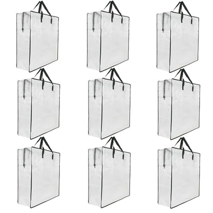 9 Pack Clear Storage Bags with Zipper and Handles, Blanket Bags For Closet Storage, Moving and Packing Supplies for College, Underbed Storage Organizer for Clothes Pillow Bedding Christmas Wreath - style: 9 Middle zipper