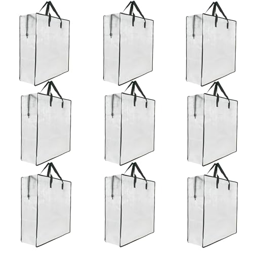 9 Pack Clear Storage Bags with Zipper and Handles, Blanket Bags For Closet Storage, Moving and Packing Supplies for College, Underbed Storage Organizer for Clothes Pillow Bedding Christmas Wreath - style: 9 Middle zipper