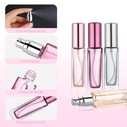 YOCASII Glass Travel Perfume Bottle Refillable, 10ml Perfume Bottles, Pocket Perfume Spray Bottle Atomizer, 4PCS Refillable Perfume Bottle for Travel - color: Color-A