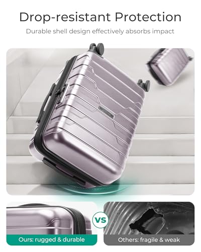 BAGSMART Carry On Luggage 22x14x9 Airline Approved with Spinner Wheels,Lightweight 20 Inch Luggage with TSA Lock,Expandable Hard Shell Carry On Suitcases for Men Women,Rose Purple - color: Rose Purple