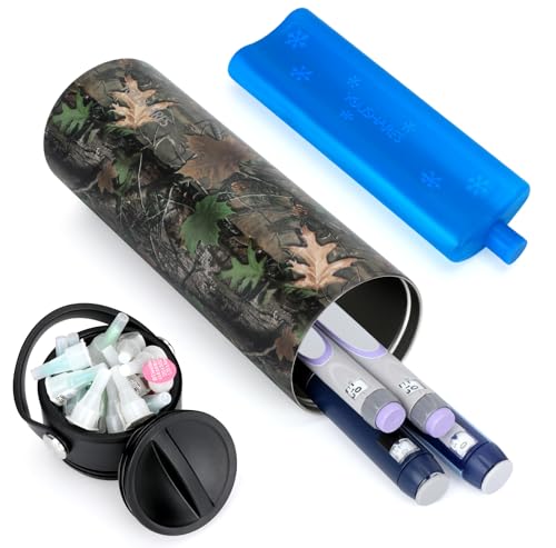 YOUSHARES Insulin Cooler Travel Case - 48H Non-Electric Cooling Bottle with TSA Approved Ice Pack, Diabetic Medication Pen Vials Refrigerator, Medical Carry Case Portable for GLP-1 Pens - color: Maple Leaf