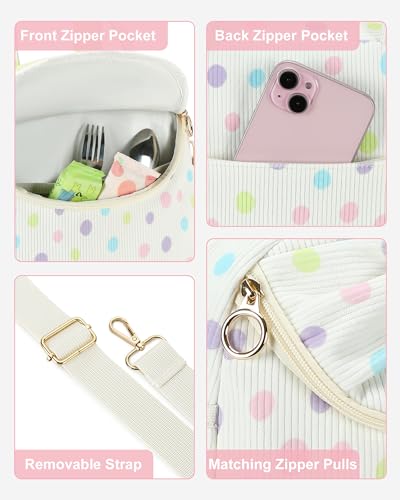 Bluboon Lunch Box for Women, Large Insulated Lunch Bag with Shoulder Strap, Adult Lunch Tote Teacher Nurse, Bow Lunch Cooler Gifts for Work Picnic Travel, Black (Rainbow Dots) - color: Rainbow Dots