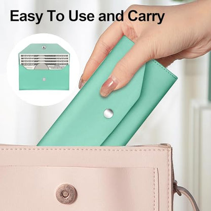 Pu Leather Cash Envelope Wallet - Reusable Cash Stuffing Wallet for Men and Women -Green - color: green